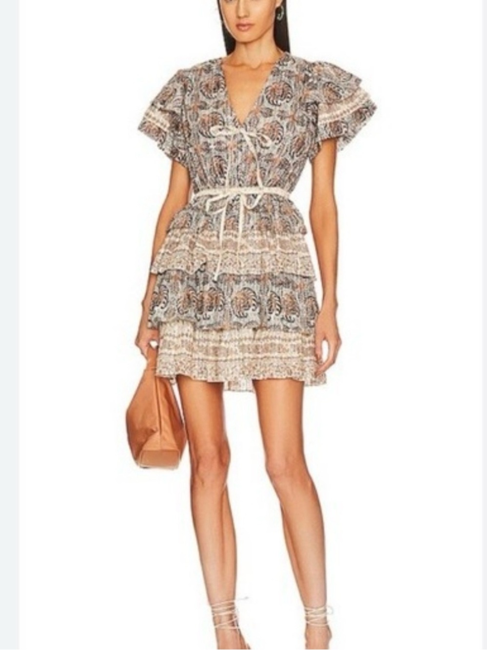 NWT - Size 6 Ulla Johnson Kaitlyn  Tiered V-Neck Printed Mini Dress
